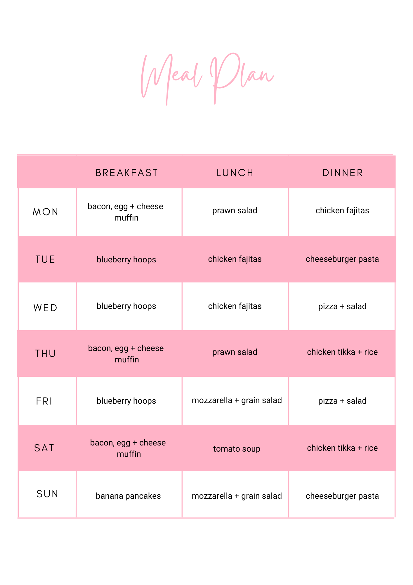 7 Day Aldi Meal Plan - PDF
