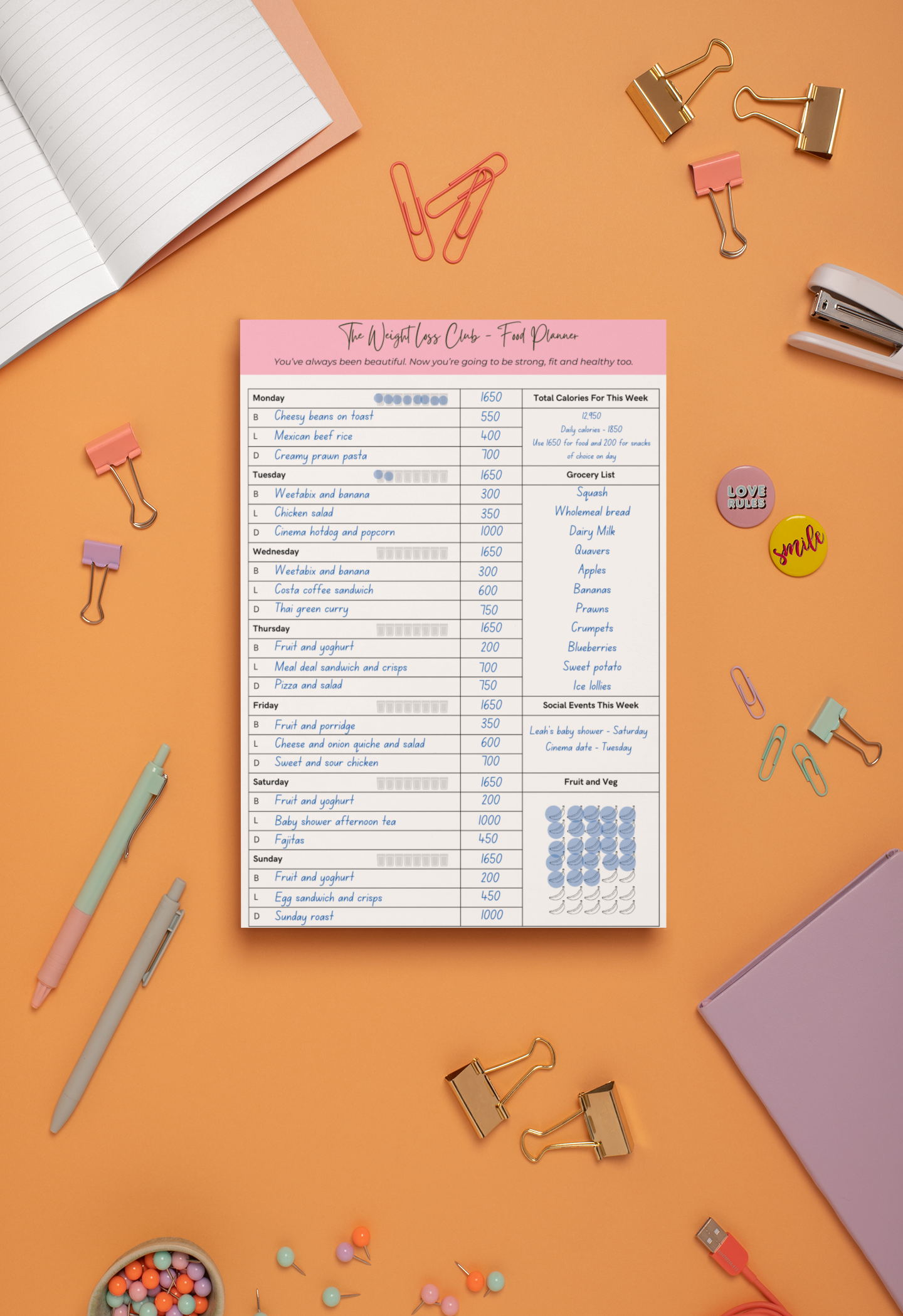 Fillable Meal Planner